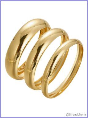 Chunky Gold Plated Bangle Set for Women Stackable Cuff Bracelets Trendy Jewelry